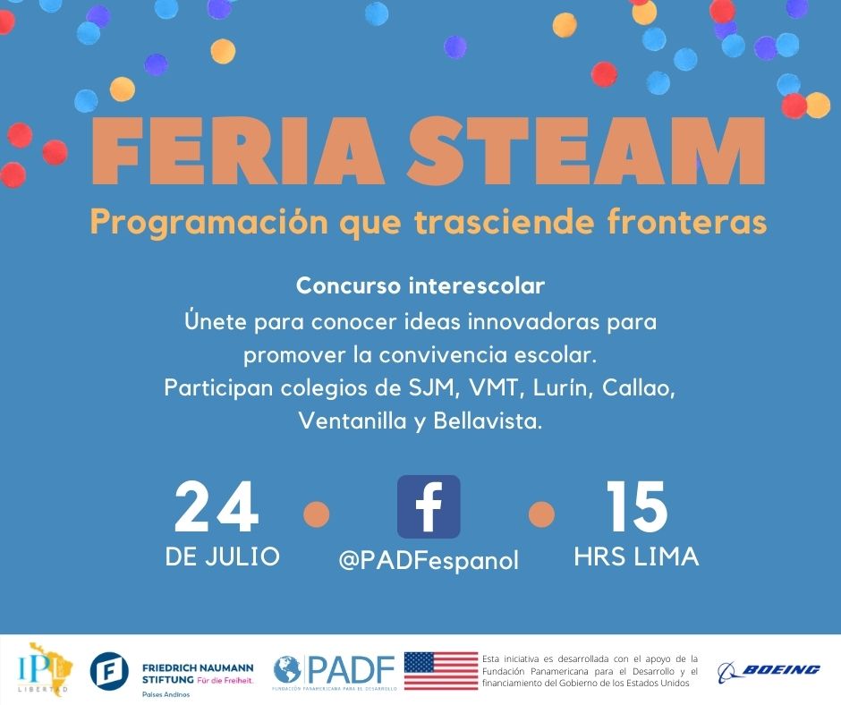 Feria Steam: Primera feria virtual que integra escolares peruanos y migrantes para presentar creaciones de APPS para la convivencia escolar