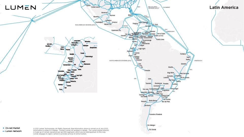 Lumen cuadruplica la capacidad de su red en América Latina en 2020