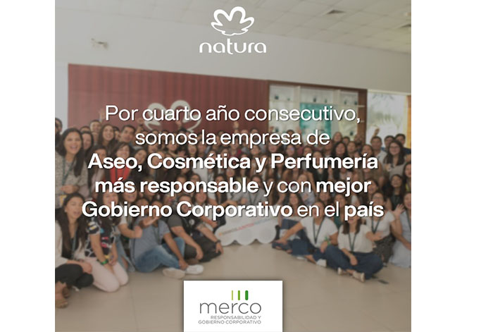 Natura es reconocida como la empresa del sector aseo, cosmética y perfumería más responsable en Perú