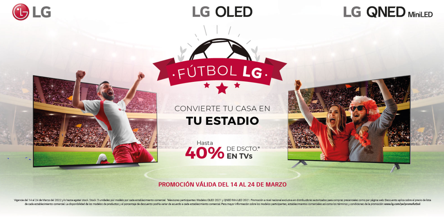 LG Perú se suma a la fiesta futbolera con descuentos de hasta 40% en televisores