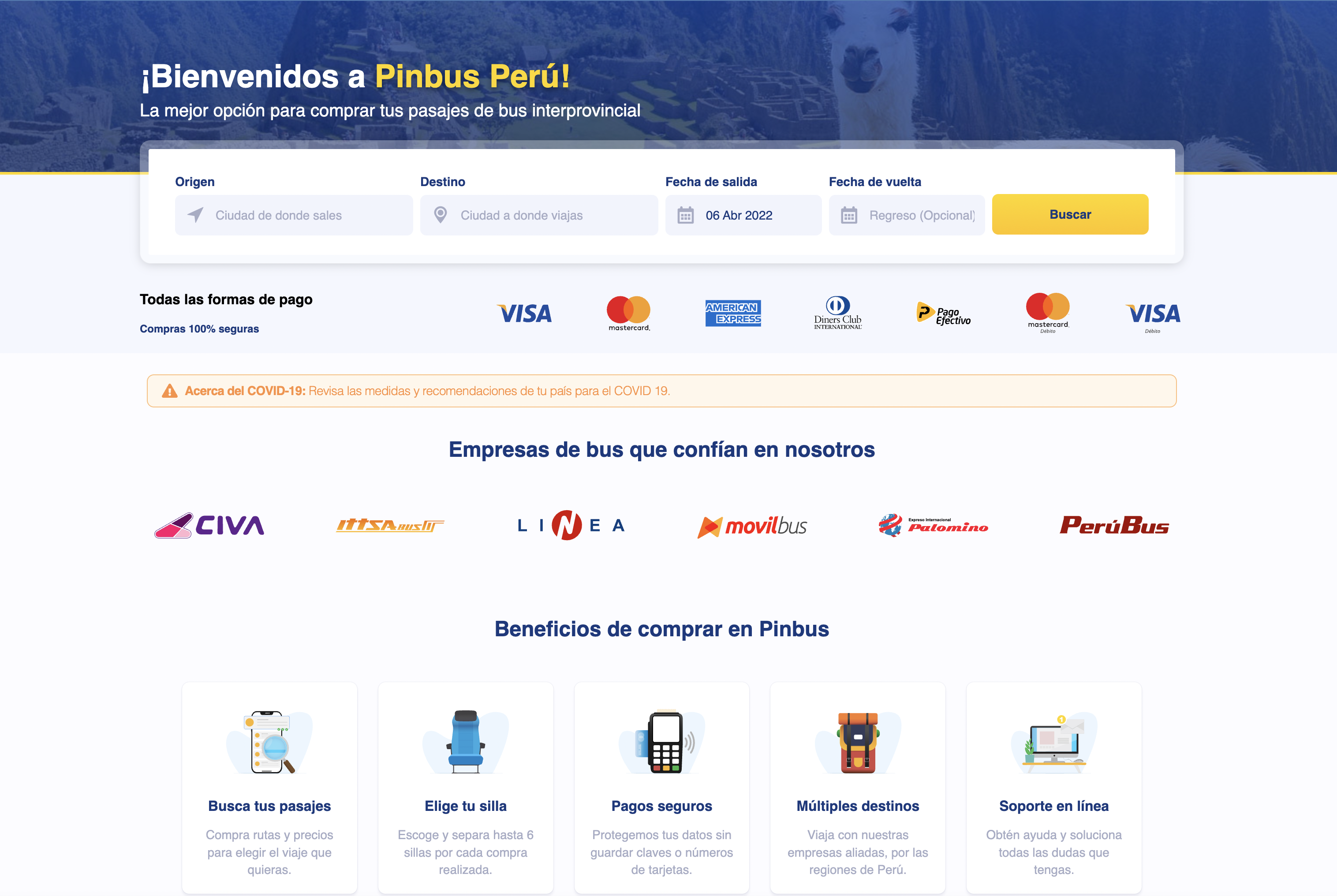 Pinbus llega al Perú para transformar la compra online de pasajes terrestres