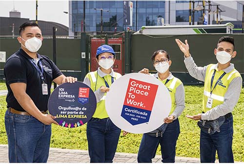 Great Place to Work certifica que el 79% de los trabajadores de LIMA EXPRESA celebran y aprecian su ambiente de trabajo