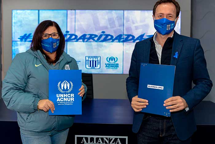 ACNUR y Alianza Lima reafirman su compromiso para apoyar y promover la integración de las personas refugiadas en Perú