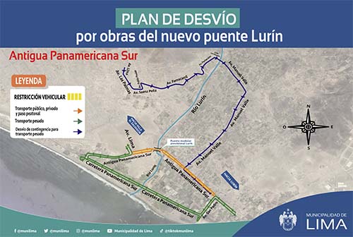Municipalidad de Lima: conoce el plan de desvío por obras del nuevo puente Lurín