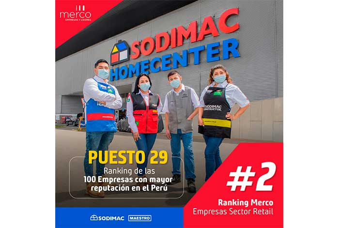 Sodimac y Maestro se consolidan en el ranking retail del Monitor Merco Empresas 2022