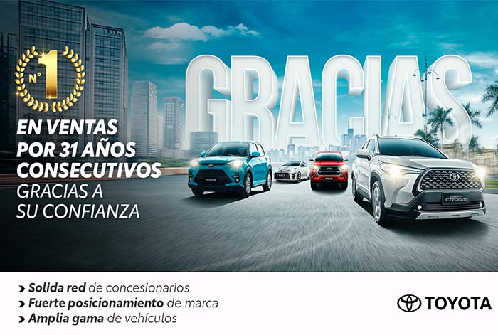 Toyota obtuvo primer lugar en ventas en el 2022 y mantiene liderazgo por 31 años consecutivos en el Perú
