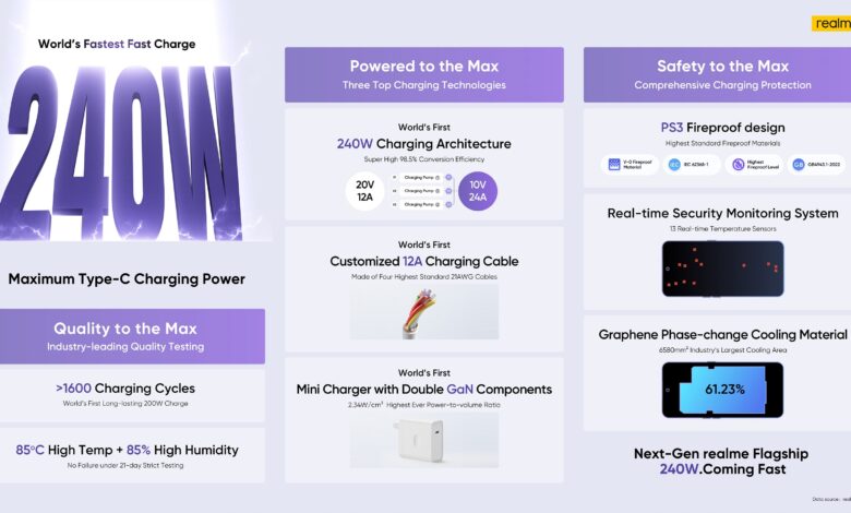 realme será la primera marca de smartphones en producir la carga más rápida de 240W
