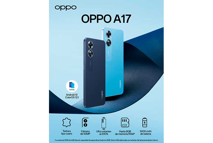 OPPO A17 llega a Perú: el smartphone con diseño premium con textura de cuero