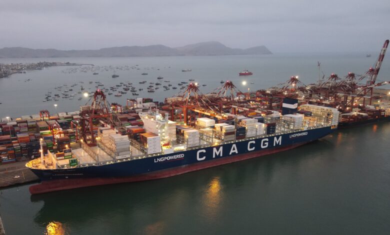 DP World Callao recibe a la primera nave de CMA CGM que funciona con gas natural licuado que llega a Sudamérica
