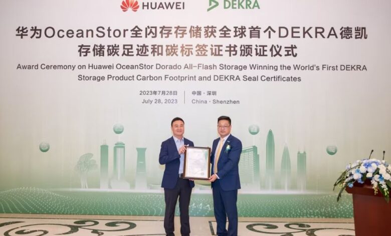 Huawei OceanStor Primer producto de almacenamiento que obtiene el certificado DEKRA de huella de carbono y el sello DEKRA