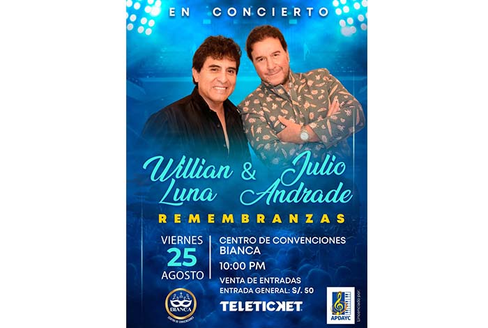 William Luna y Julio Andrade presentan “Remembranzas” este viernes 25