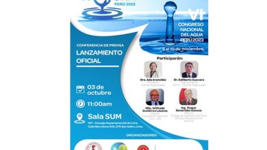 El VI Congreso Nacional del Agua - Perú 2023 se realizará del 6 al 10 de noviembre