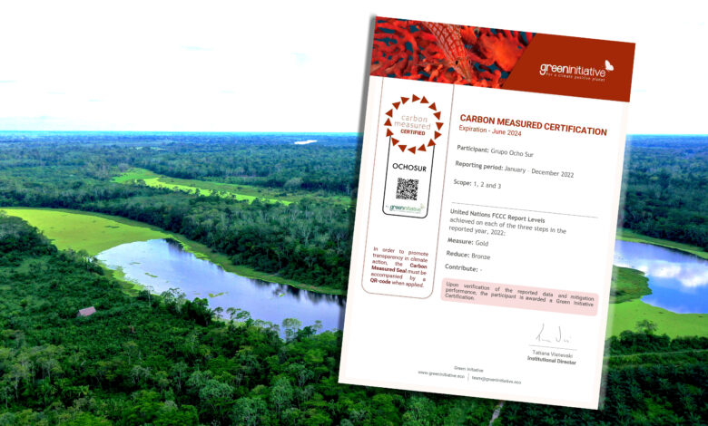 Ocho Sur recibe certificación internacional por la medición de su huella de carbono