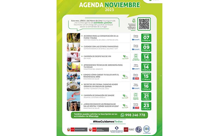 Despistaje de VIH, Donación de Sangre y diversos cursos: Estas son las actividades gratuitas que la Línea 1 ofrecerá durante Noviembre
