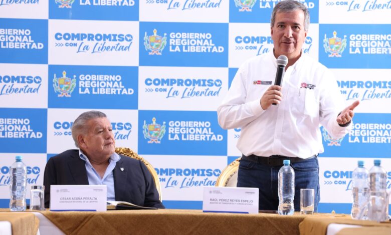 Ministro Pérez Reyes coordina con gobernador de La Libertad para destrabar proyectos e impulsar obras en la región