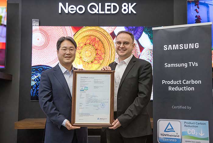 Samsung obtiene la certificación "Reducción de carbono de producto" de TÜV Rheinland para los televisores Neo QLED, OLED y Lifestyle 2024
