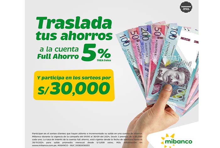 Ahorra con Mibanco y gana miles de soles en efectivo