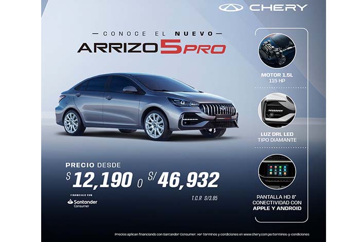 Chery presenta el nuevo Arrizo 5 Pro: Un sedán que redefine la experiencia de conducción