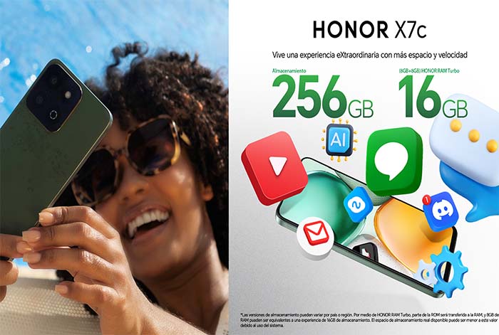 Amplio almacenamiento y experiencia fluida: El HONOR X7c llega con 256GB y HONOR RAM Turbo