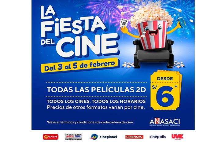 Desde el lunes 3 hasta el miércoles 5 de febrero todos los cines ofrecerán entradas desde S/ 6 soles