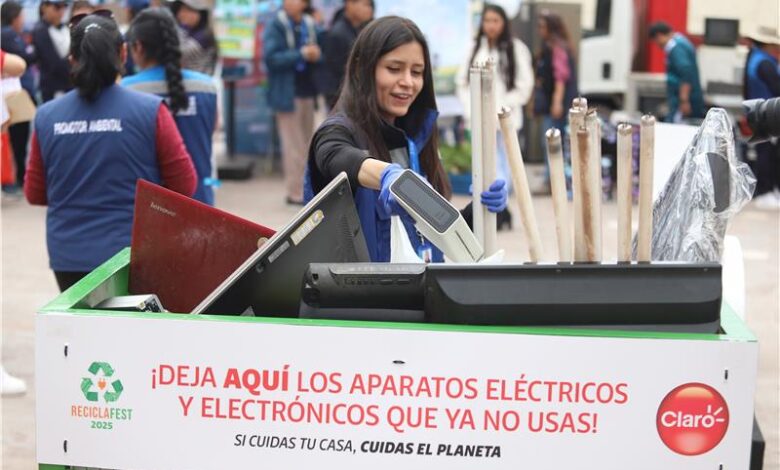 Alrededor de 65 toneladas de residuos electrónicos fueron acopiados en el Reciclafest 2025 de Claro Perú