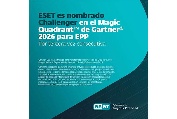 ESET fue nombrada la única «Challenger» en el Cuadrante Mágico™ de Gartner® de 2026 para la protección de endpoints